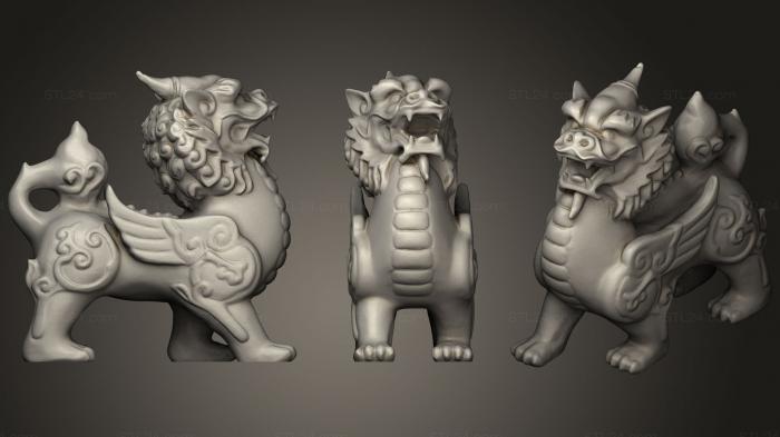 Статуэтки львы тигры сфинксы (Китайский Лев, STKL_0347) 3D модель для ЧПУ станка